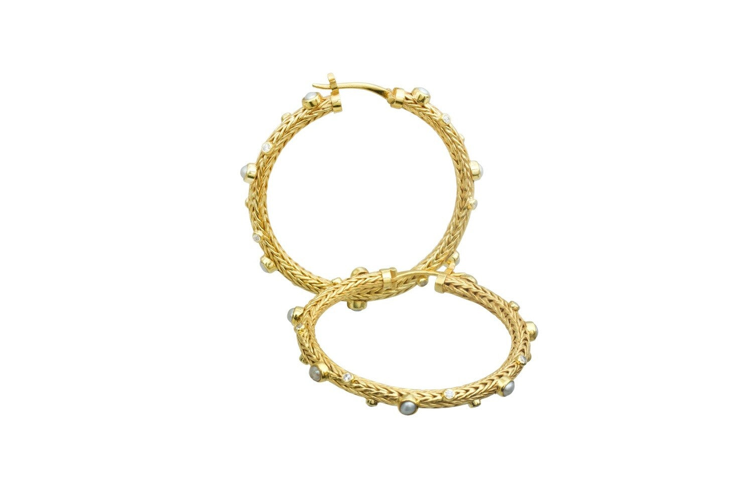 Naga Pearled Hoops Gold