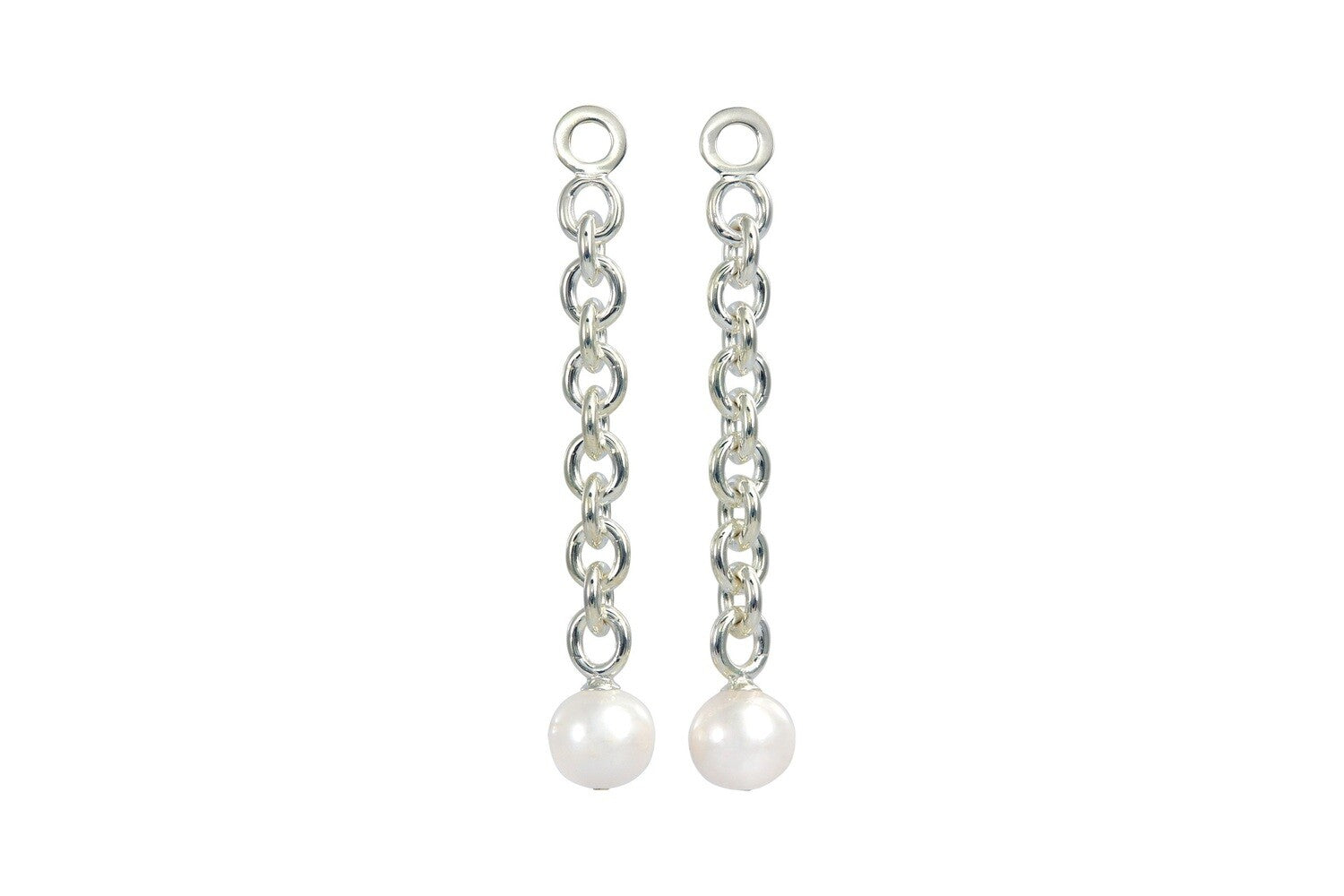 Pearl on Chains Earrings Silver