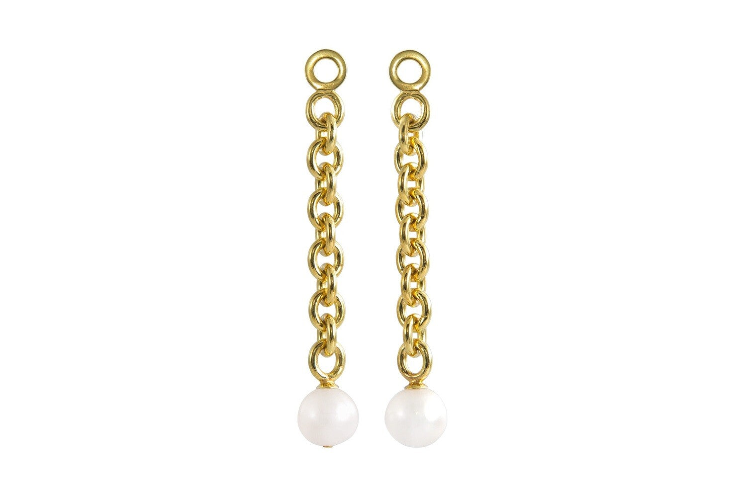 Pearl on Chains Earrings Gold