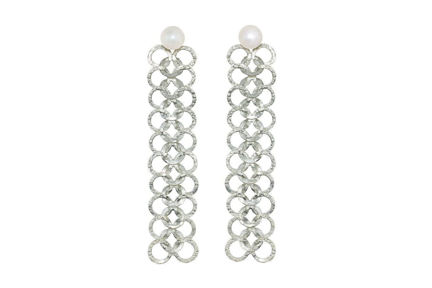 Infinity Link Pearl Earrings Silver