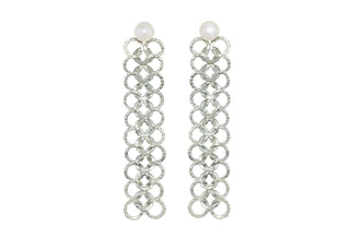 Infinity Link Pearl Earrings Silver