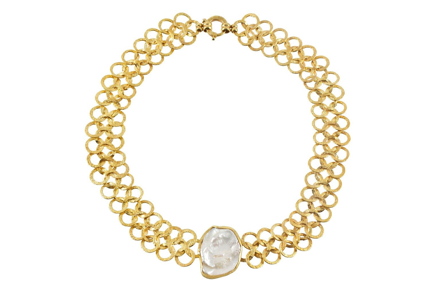 Infinity Link Pearl Necklace Gold